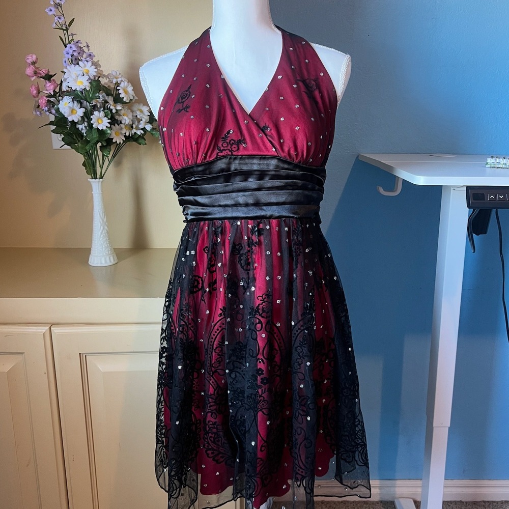 VTG Y2K 90s Ruby Rox Babydoll Sweeheart Halter Dress S/M Fairy Grunge Whimsigoth